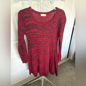 Bobbie Brooks Red and Black Knit Long Sleeve Dress Size Medium NWOT